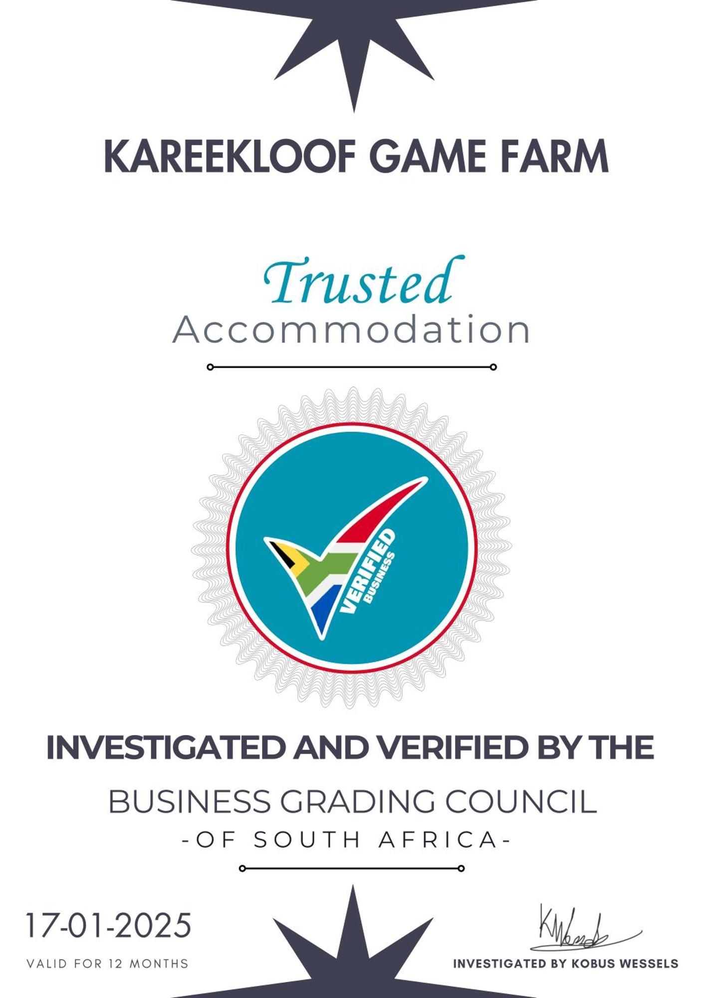 Kareekloof Game Farm Villa Derby Bagian luar foto
